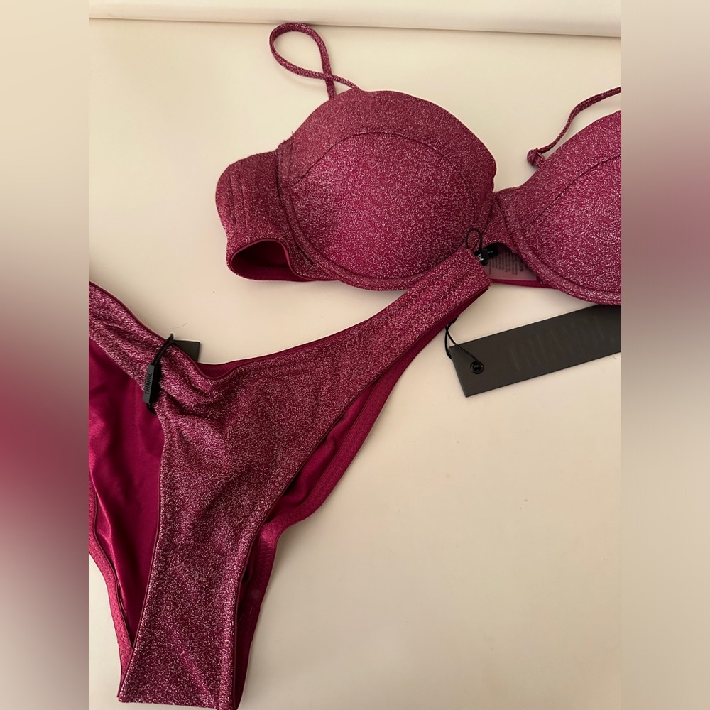 Brand New Triangl Bikini - Pink/ Purple Sparkle Set